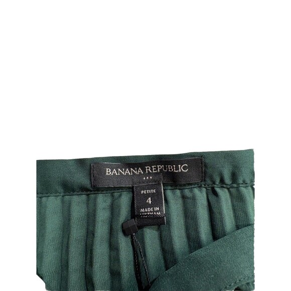Banana Republic Satin Pleated Skirt Hunter Green Midi Petite 4P NWT Style 798408 - Picture 6 of 12